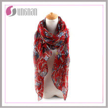 2016 elegantes ramas y búhos Impreso Ladies Voile Scarf